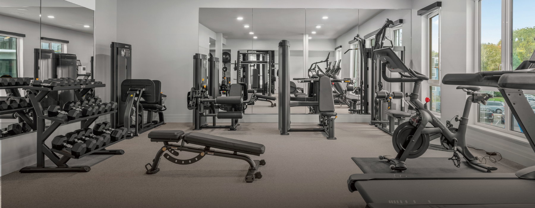 Fitness center with cardio equipment and strength training equipment