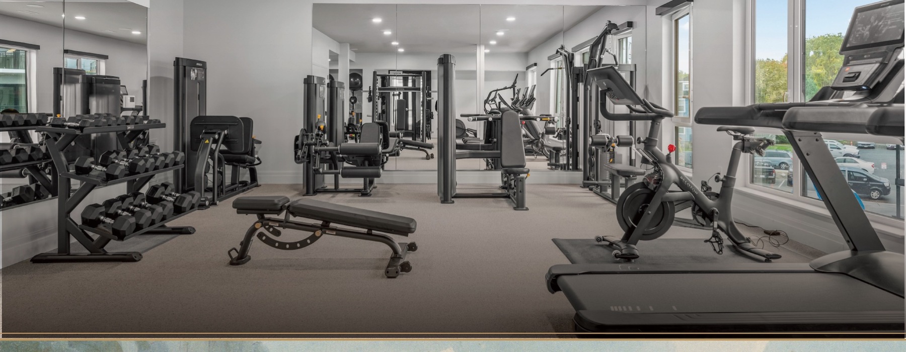 Fitness center with cardio equipment and strength training equipment